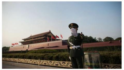 北京天安门的中共警察。（图片来源：Getty Images ）