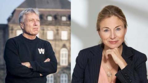 丹麦国会议员艾巴伊克（Uffe Elbæk ）（左）和阿米兹波尔（Katarina Ammitzbøll ）。（翻摄自推特）