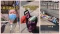 4月11日，一位纽约华人晒领取的免费物资，各种水果、蔬菜、零食满满一拖车。（视频截图）