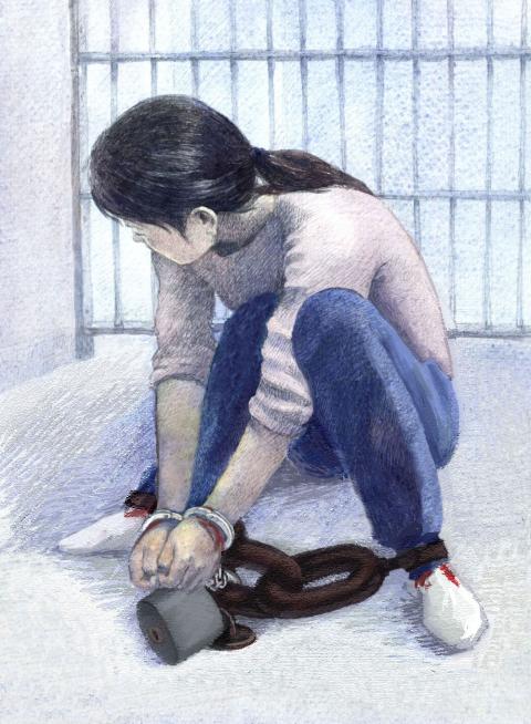 酷刑示意图：锁地环