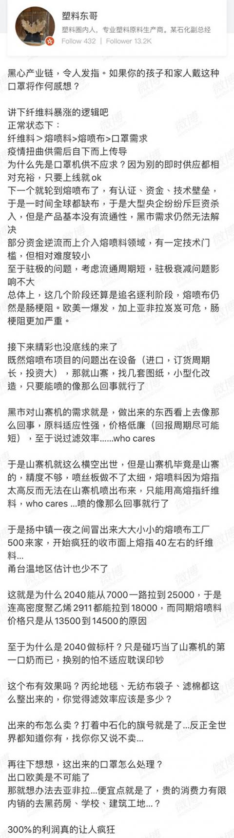 口罩原料价格2天翻倍 业内人士揭惊人黑幕