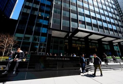 摩根大通总部位于纽约曼哈顿。（JOHANNES EISELE/AFP via Getty Images）