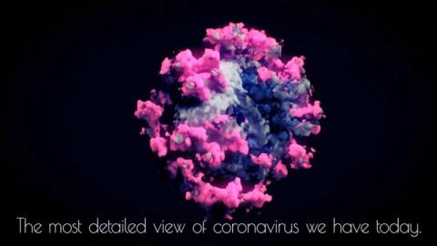 Nanographics对SARS-CoV-2原始影像进行后制影片，成功将最接近显示中共病毒的真实面貌曝光。(视频截图)