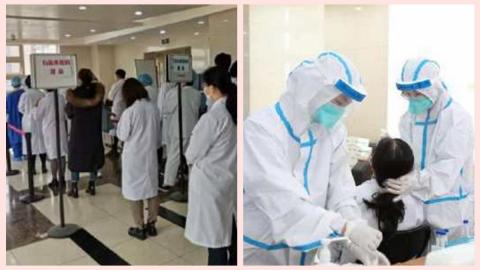 1月21日，上海发现3例中共病毒本土确诊病例。全市各大医院立即展开“全院全员”核酸检测工作。（微博图片合成）