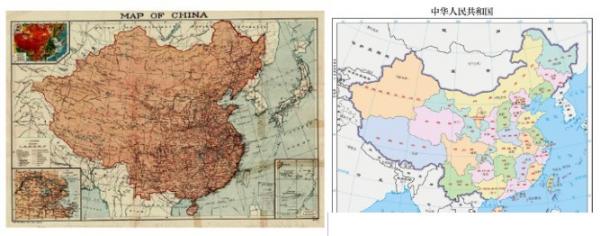 大家都知道中国现在的地图是一个大公鸡的形状，而原本的中国地图则是一个海棠叶。自从中共执政后屡次卖国出让土地，中国的版图由海棠叶大大缩水成一个大公鸡的形状